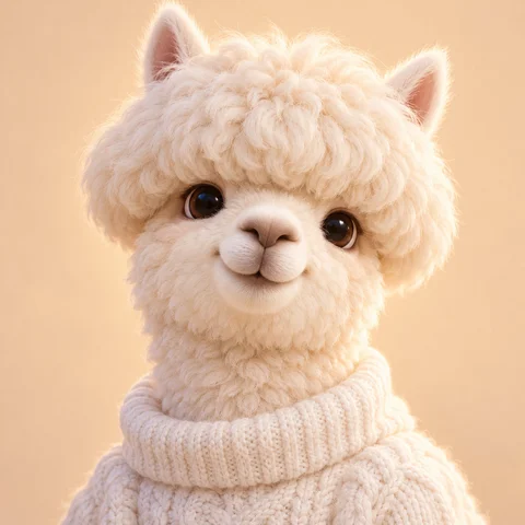 Fluffy Alpaca in a White Sweater