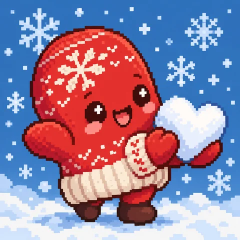 Pixel Heart Mittens · Izquierda