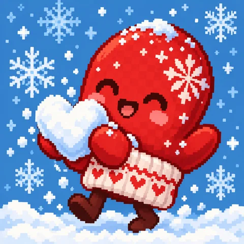 Pixel Heart Mittens · Derecha