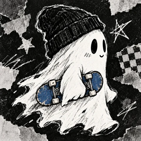 Skateboard Ghost Friends · Izquierda