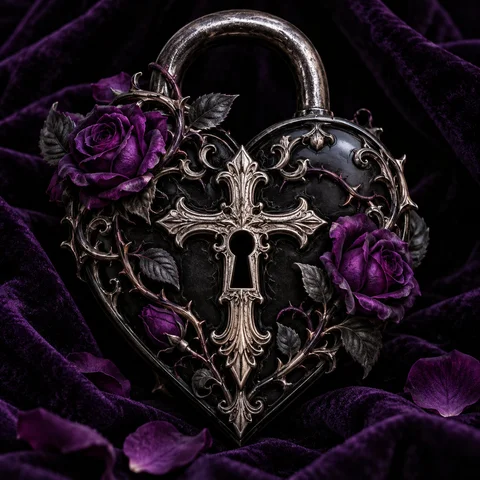 Gothic Heart Lock and Key · Left