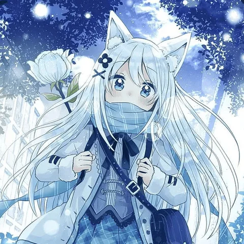 Snowy Fox-Eared Anime Girl