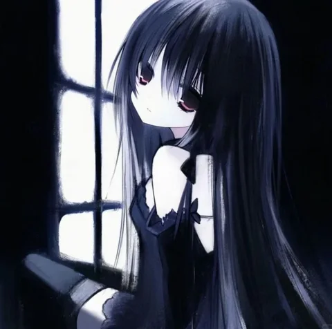 Blue-Eyed Anime Girl by a Window