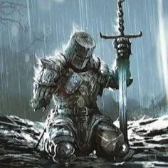 Armored Knight in the Rain