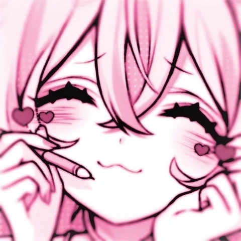 Pink Anime Girl — Blushing Smile