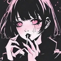 Pink-and-Black Gothic Anime Girl