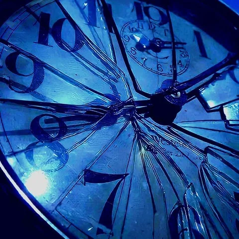 Shattered Blue Clock