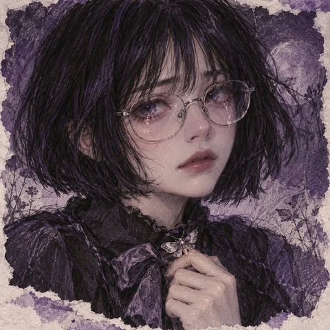 Violet-Eyed Girl with Glasses