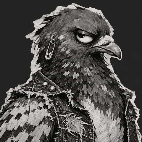 Monochrome Punk Raven and Mouse · Left