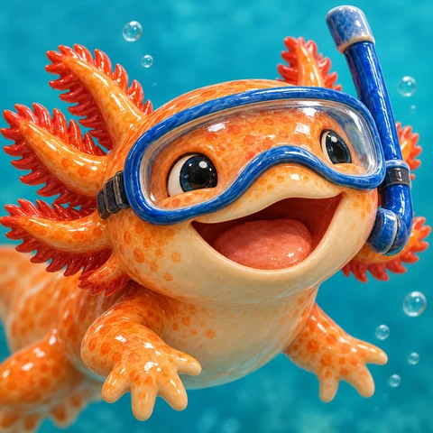 Axolotl and Sea Slug Divers · Left