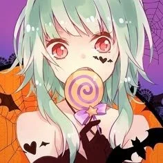 Green-Haired Girl with a Lollipop