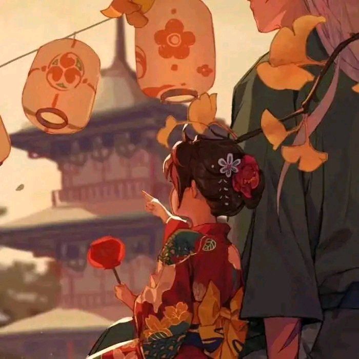 Lanterns and Autumn Leaves — Matching Avatars · Right