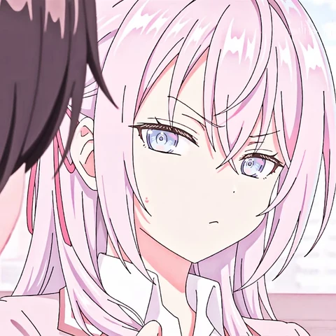 不时轻声地以俄语遮羞的邻座艾莉同学 · 艾莉与久世政近 · 悄悄侧望 · 右图