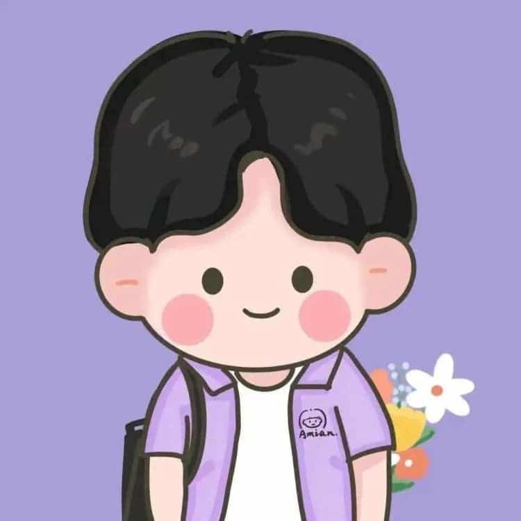 Chibi Couple with Bouquets — Matching Avatars · Derecha