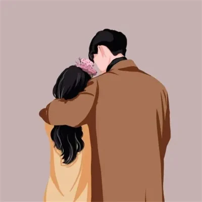 橙色依偎 · 情侣头像 · 左图