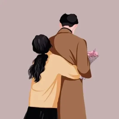 橙色依偎 · 情侣头像 · 右图
