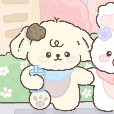 Bear and Bunny's Milk Break by the Window — Matching Avatars · Left