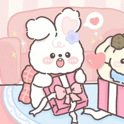 Bear and Bunny's Gift-Box Surprise — Matching Avatars · Left