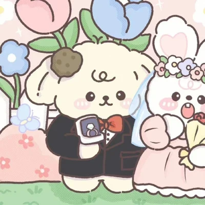 Bear and Bunny's Garden Wedding — Matching Avatars · Left