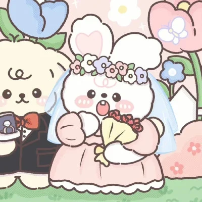 Bear and Bunny's Garden Wedding — Matching Avatars · Right