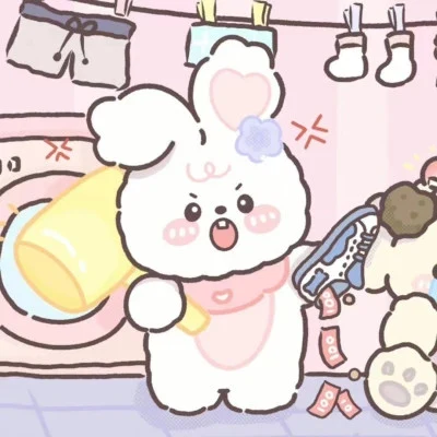 Bear and Bunny on Laundry Day — Matching Avatars · Left