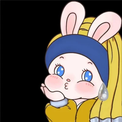 Blue Headscarf Bunny Portraits — Matching Avatars · Right