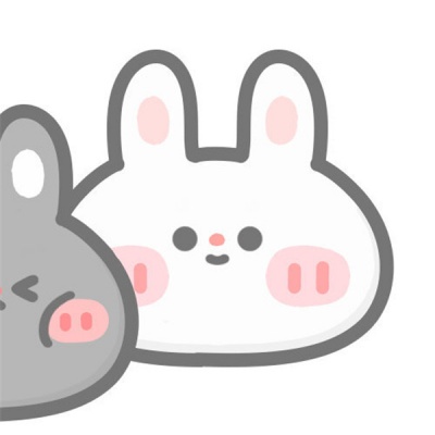 Gray and White Bunnies Snuggling — Matching Avatars · Left