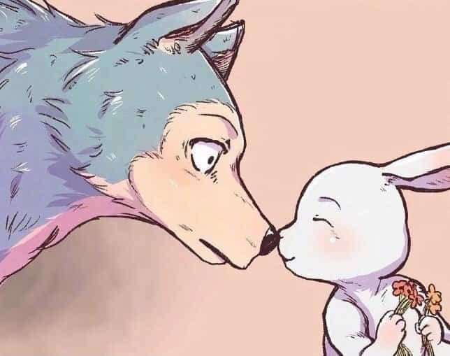 Big Wolf and White Bunny Face to Face — Matching Avatars · Right