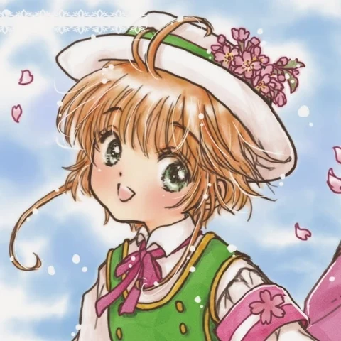 Cardcaptor Sakura — Sakura & Syaoran in Floral Hats · Left