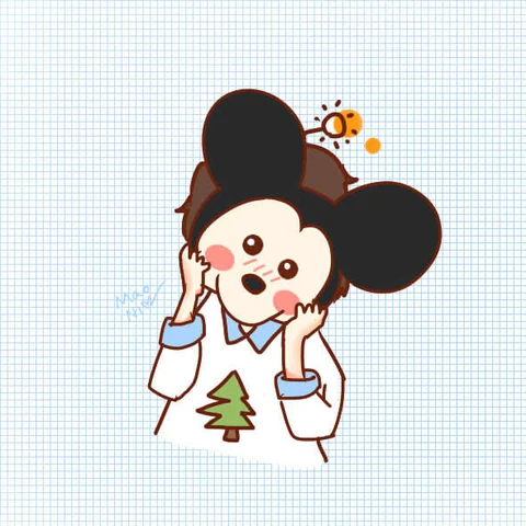 Mickey & Minnie Mouse — Festive Hats and Tiny Trees · Right