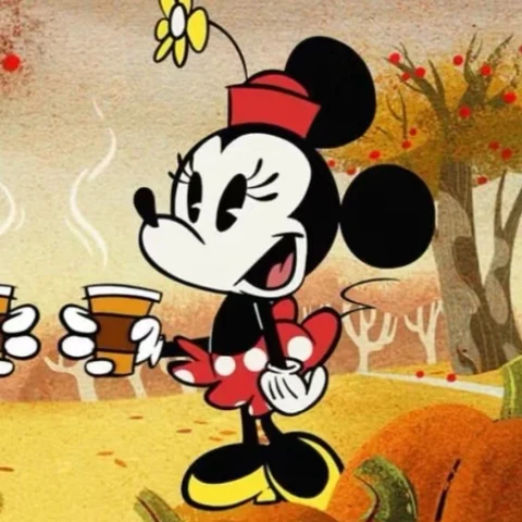 Mickey & Minnie Mouse — Autumn Coffee Walk · Izquierda