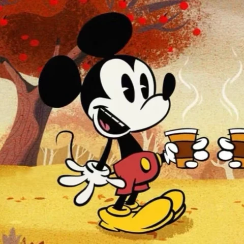 Mickey & Minnie Mouse — Autumn Coffee Walk · Derecha