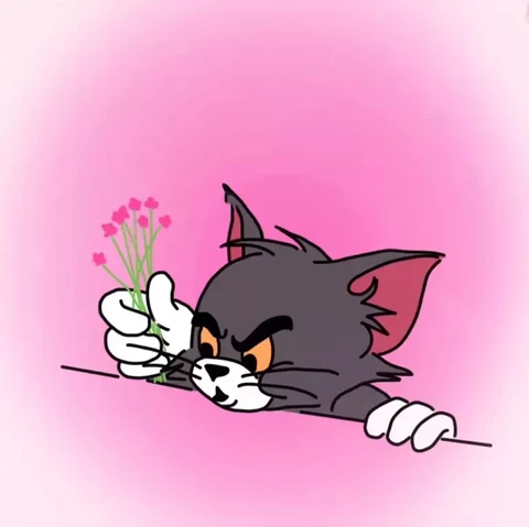 Tom & Jerry — Pink Hearts and Flowers · Left