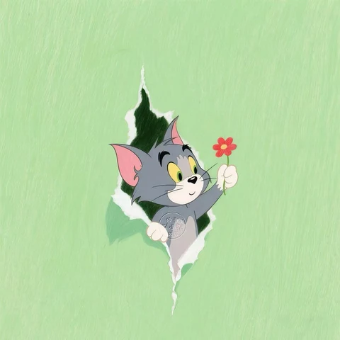 Tom & Jerry — Peeking Through Green Paper · Left