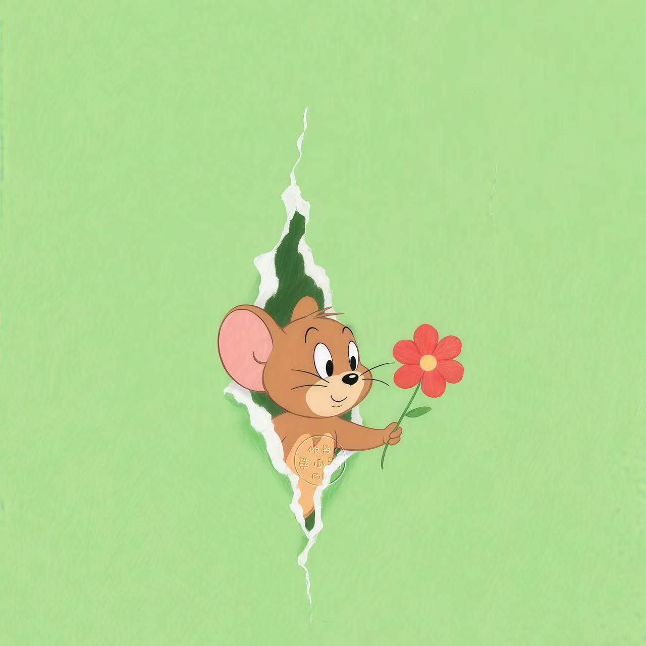 Tom & Jerry — Peeking Through Green Paper · Right