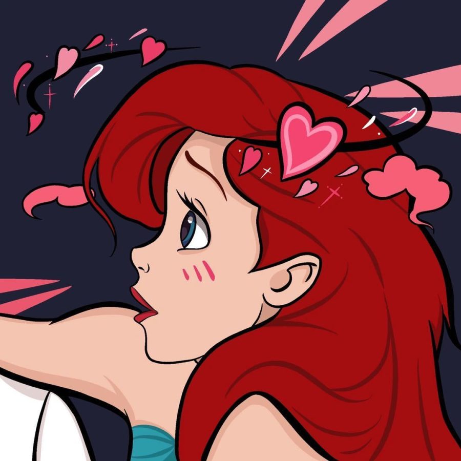 The Little Mermaid — Ariel & Eric with Floating Hearts · Left
