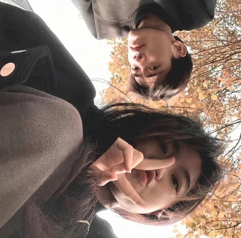 Looking Up Beneath Autumn Trees — Matching Avatars · Izquierda