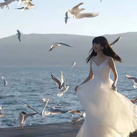 Seagulls and a Seaside Wedding Dress — Matching Avatars · Izquierda