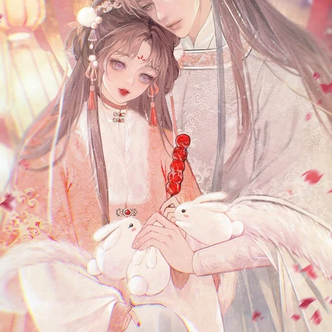 Peach-Pink Wedding Hanfu — Matching Avatars · Derecha