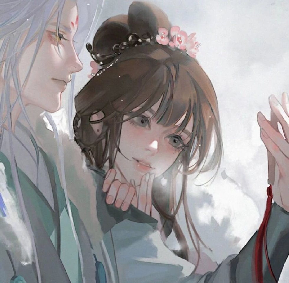 Silver Hair and Soft Pink Robes — Matching Avatars · Left