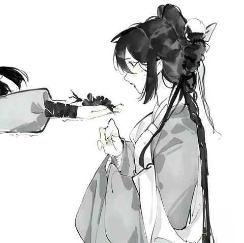 Holding Hands Beneath Flowing Sleeves — Matching Avatars · Left