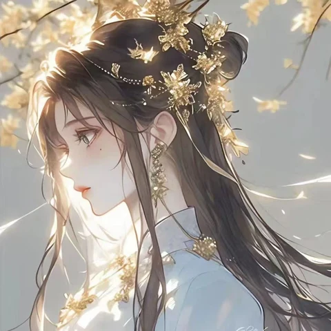 Golden Hair Ornaments and Soft Glances — Matching Avatars · Derecha