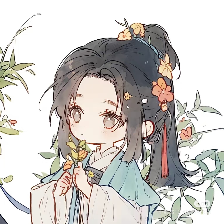 Chibi Hanfu Couple Among Bamboo Leaves — Matching Avatars · Left