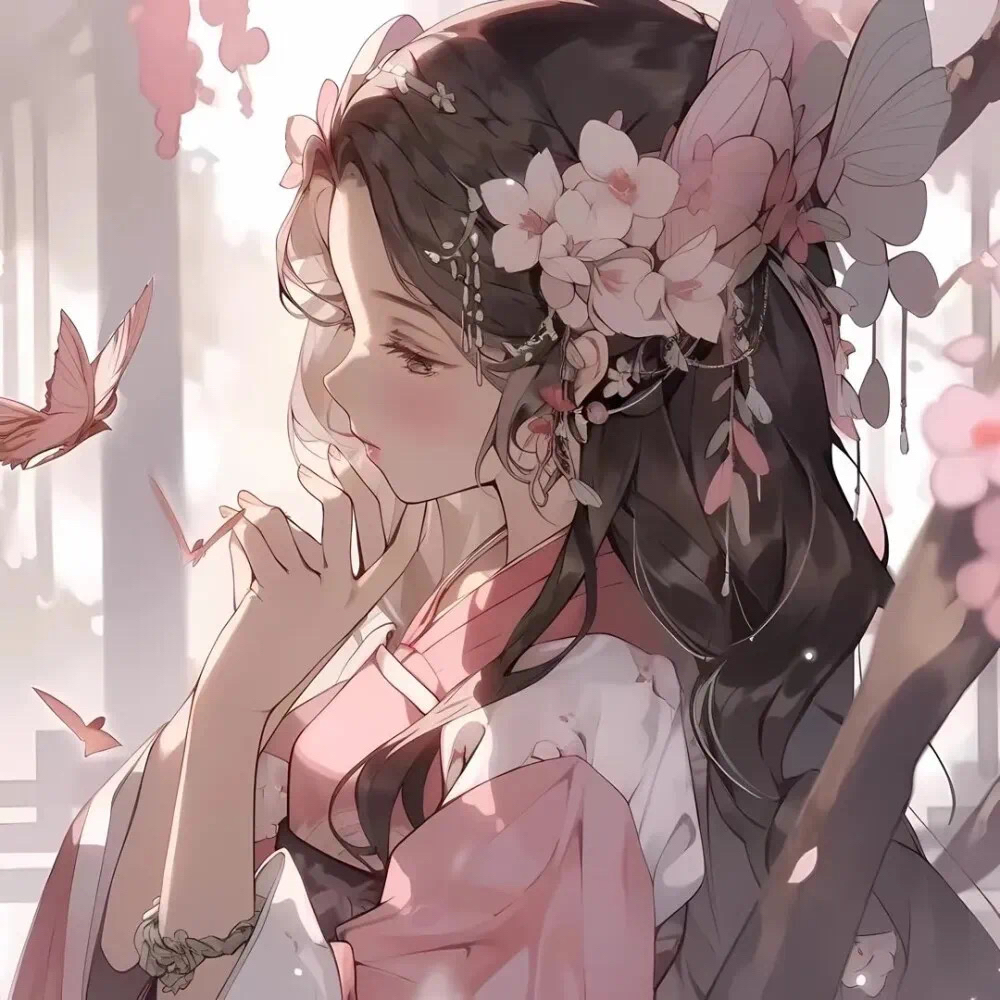 Peach Blossom Branches and a Delicate Veil — Matching Avatars · Derecha