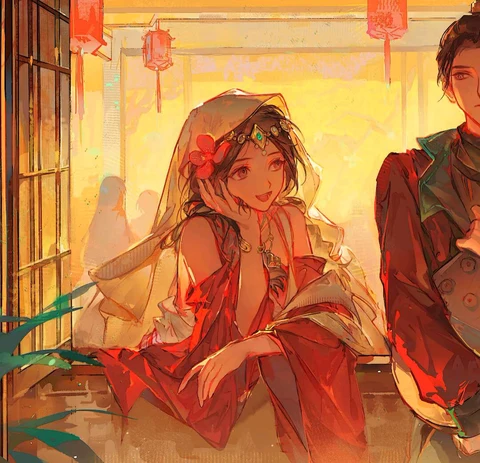A Golden Evening in an Old Street — Matching Avatars · Derecha