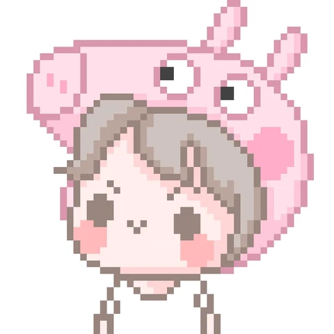 Pixel Couple in Pink Bunny Hats — Matching Avatars · Left