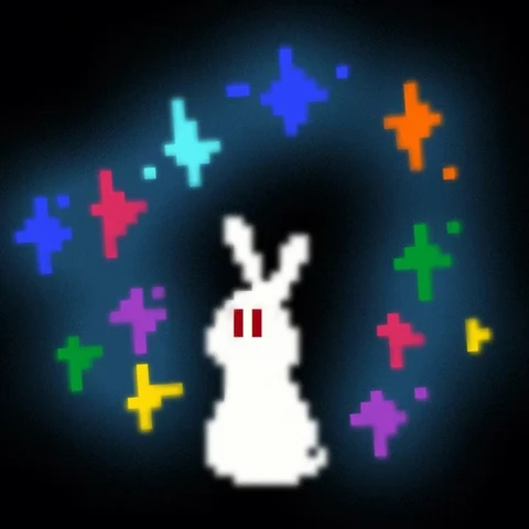 Pixel Bunny and Cat Under Colorful Stars — Matching Avatars · Izquierda