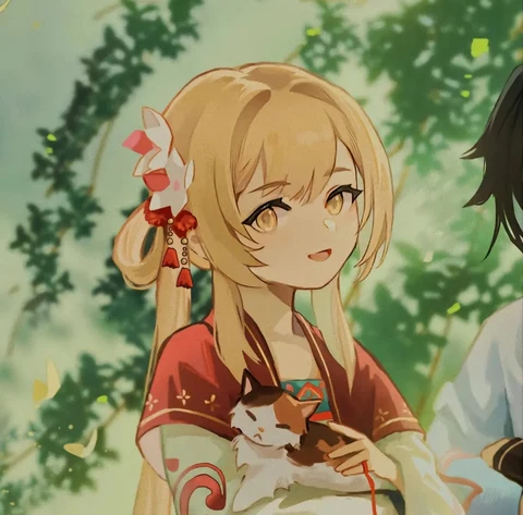 Genshin Impact — Xiao & Lumine in the Forest · Izquierda
