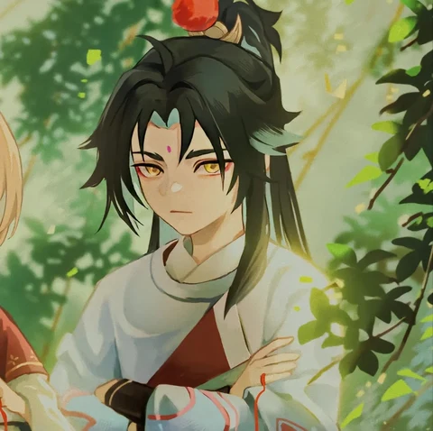 Genshin Impact — Xiao & Lumine in the Forest · Derecha