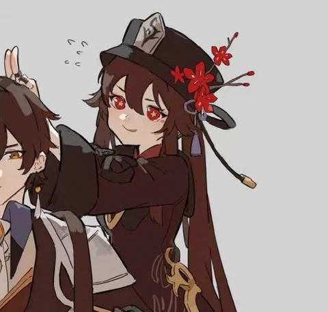 原神 · 钟离与胡桃 · 梅花与礼帽 · 配套头像 · 左图